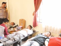 Kapolres Banyuasin AKBP Ruri Prastowo Gelar Acara Donor Darah dan Baksos Dalam Rangka Hari Jadi Humas ke-73