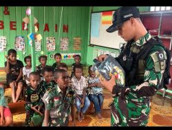 Peduli Terhadap Pendidikan, Satgas 141/AYJP Berbagi Seragam Sekolah