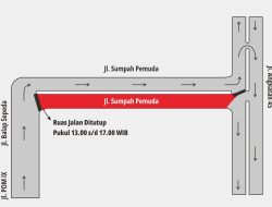 Penutupan Sementara Satu Ruas Jalan Sumpah Pemuda Pengendara Dihimbau Ikuti Pengalihan Arus Saat Opening Ceremony Biliard Challenge 2025 Digelar.